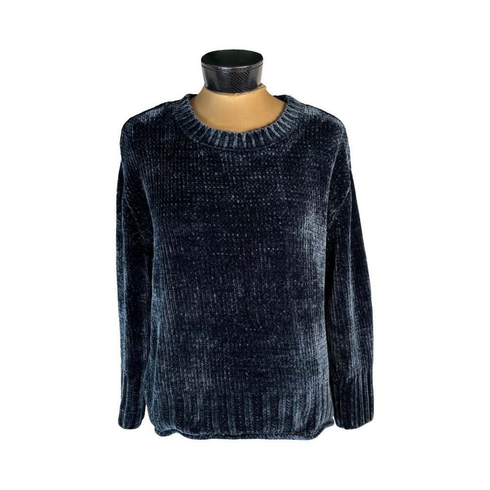 Max Studio Womens Chenille Long Sleeve Sweater Size M Blue
